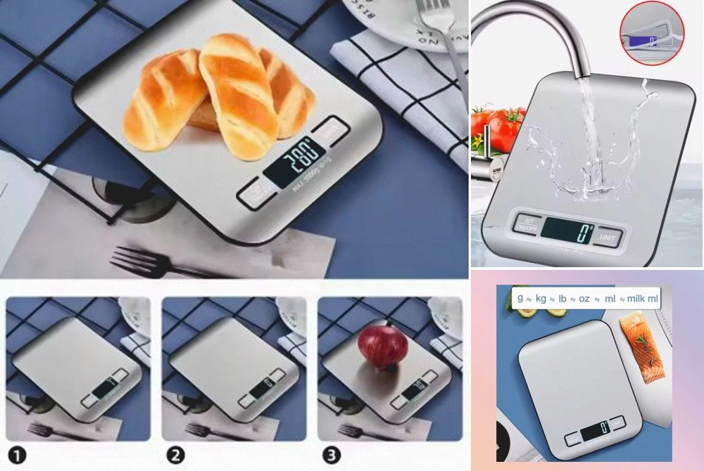 Digital Kitchen Scale 5kg/1g High Precision LED Display Stainless Steel Electronic Food Weighing Scale for Cooking, Baking, Jewelry & Home Use