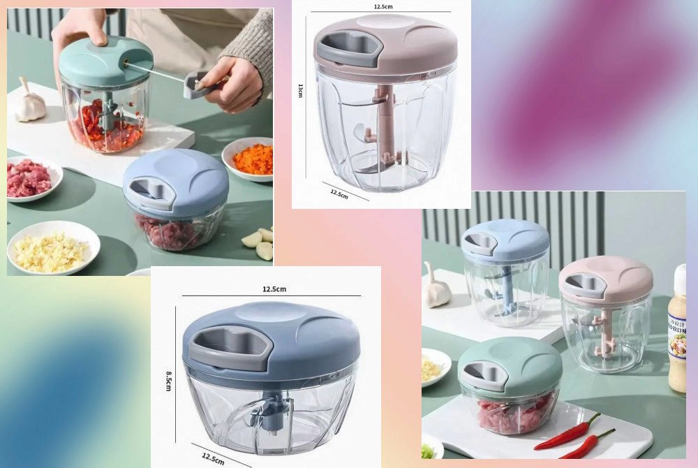 Manual Vegetable Onion Chopper 500/900ML Hand Pull Food Processor Garlic Crusher Meat Mincer Kitchen Cutter for Onion, Garlic, Vegetables